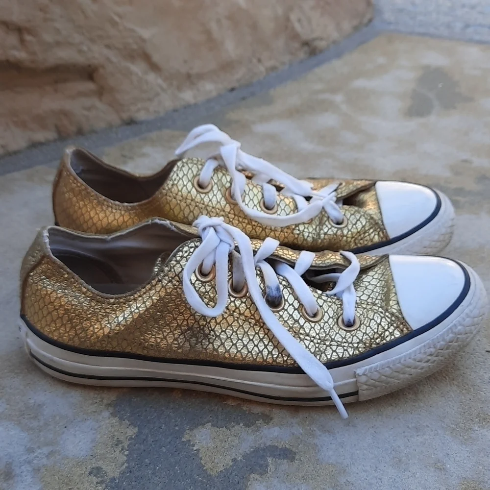 Converse Chuck Taylor All Star Metallic Gold Snakeskin Low Top Sneakers Women's